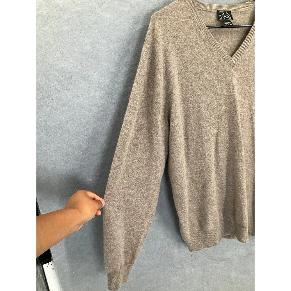 Jos A Bank Travelers Collection Mens Cashmere Sweater‎ Sz L VNeck Luxury Capsule